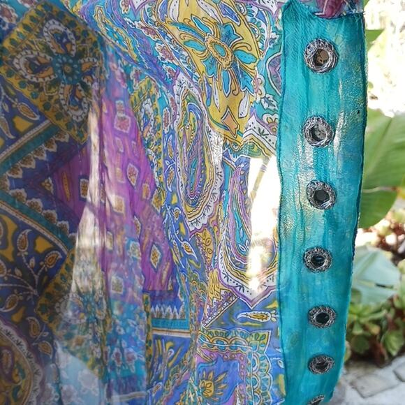 EXOTIC BEACH COVERUP Turqouise Sequins PLUS SIZE Paisely Gypsy Mirror One Size - Picture 5 of 10